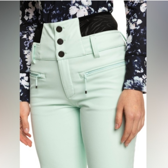 Roxy Rising High Shell Snow Pants in Fair Aqua Women’s Pants NWT - Picture 5 of 9